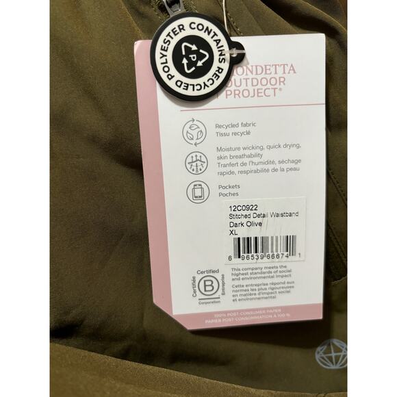 Mondetta NWT Stitched Detail Pull On Shorts Size XL Olive Green Pockets Walking - Picture 5 of 5
